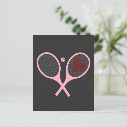 Pastel Heart Tennis Player Racquets Ball Design (Standing Front)