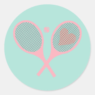 Pastel Heart Tennis Player Racquets Ball Design    Classic Round Sticker