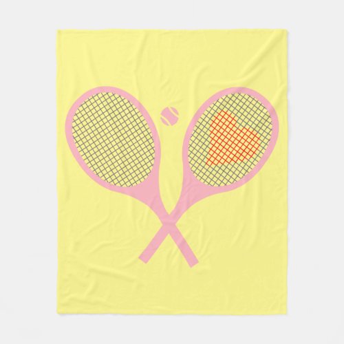 Pastel Heart Tennis Player Racquets Ball Design    Fleece Blanket