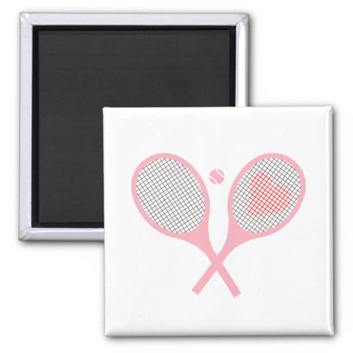 Pastel Heart Tennis Player Racquets Ball Design   Magnet