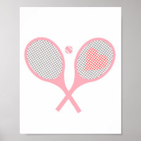 Pastel Heart Tennis Player Racquets Ball Design  