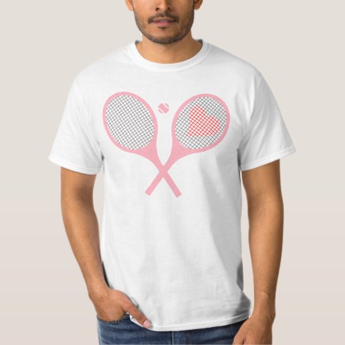 Pastel Heart Tennis Player Racquets Ball Design  T_Shirt
