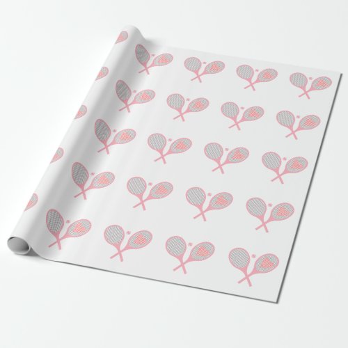 Pastel Heart Tennis Player Racquets Ball Design   Wrapping Paper