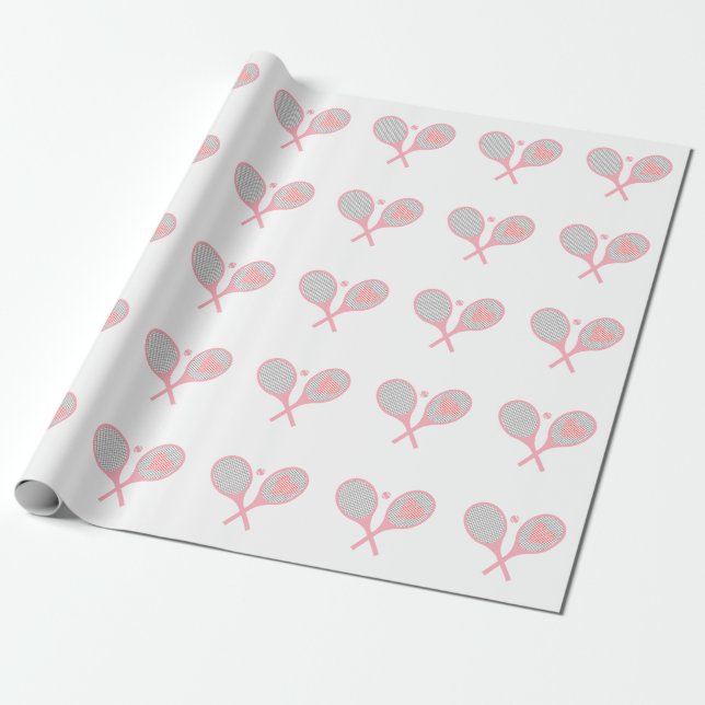 Pastel Heart Tennis Player Racquets Ball Design   Wrapping Paper (Unrolled)