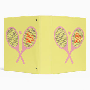 Pastel Heart Tennis Player Racquets Ball Preppy 3 Ring Binder