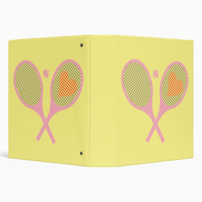 Pastel Heart Tennis Player Racquets Ball Preppy 3 Ring Binder (Background)