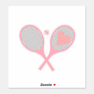 Pastel Heart Tennis Racquets And Ball Design   Sticker