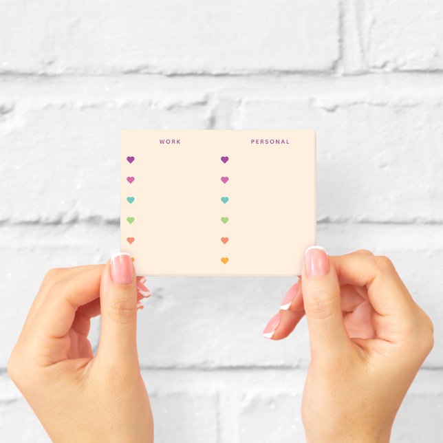 Pastel Heart Work and Personal Sticky Notes (Work | Personal checklist Post-it Notes )