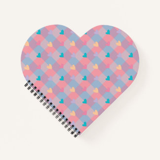 Pastel Hearts Checkerboard Pattern – Cute Seamless Notebook