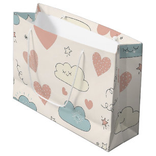 Pastel Hearts & Clouds Watercolor Dream (10) Large Gift Bag