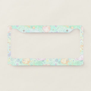 Pastel Hearts & Clouds Watercolor Dream (2) License Plate Frame