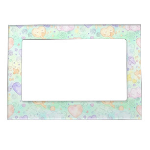 Pastel Hearts & Clouds Watercolor Dream (2) Magnetic Frame