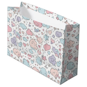 Pastel Hearts & Clouds Watercolor Dream (5) Large Gift Bag