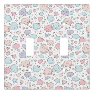 Pastel Hearts & Clouds Watercolor Dream (5) Light Switch Cover