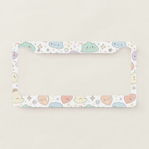 Pastel Hearts & Clouds Watercolor Dream (6) License Plate Frame