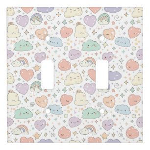 Pastel Hearts & Clouds Watercolor Dream (6) Light Switch Cover