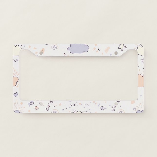 Pastel Hearts & Clouds Watercolor Dream (7) License Plate Frame (Front)