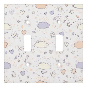 Pastel Hearts & Clouds Watercolor Dream (7) Light Switch Cover