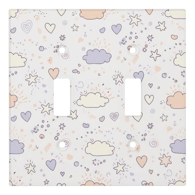 Pastel Hearts & Clouds Watercolor Dream (7) Light Switch Cover (Front)