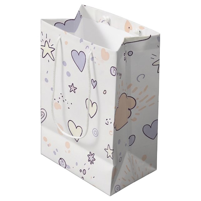 Pastel Hearts & Clouds Watercolor Dream (7) Medium Gift Bag (Front Angled)