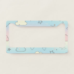 Pastel Hearts & Clouds Watercolor Dream (8) License Plate Frame