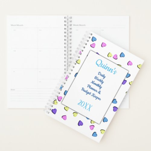 Pastel Hearts Daily Budget Planner