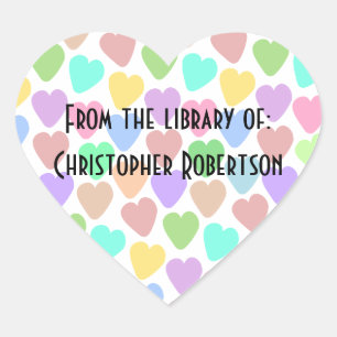 Pastel Hearts Design Bookplate