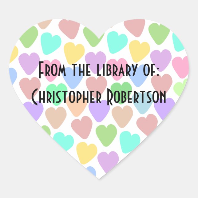 Pastel Hearts Design Bookplate (Front)
