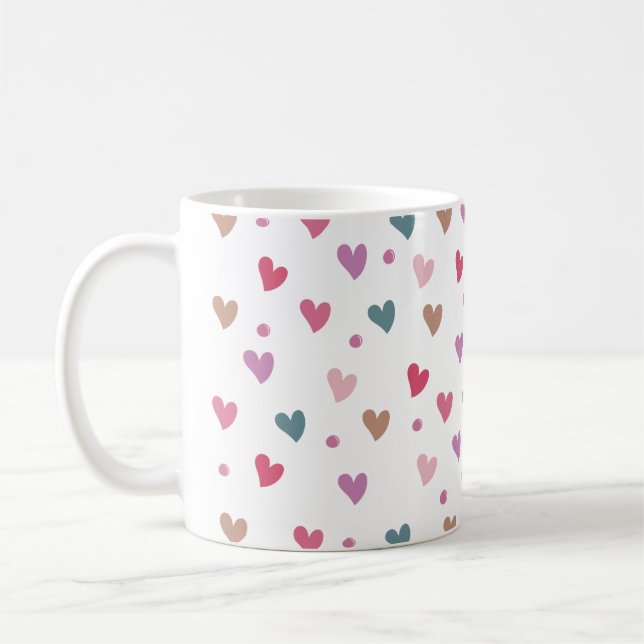 Pastel Hearts Full Wrap Coffee Mug (Left)