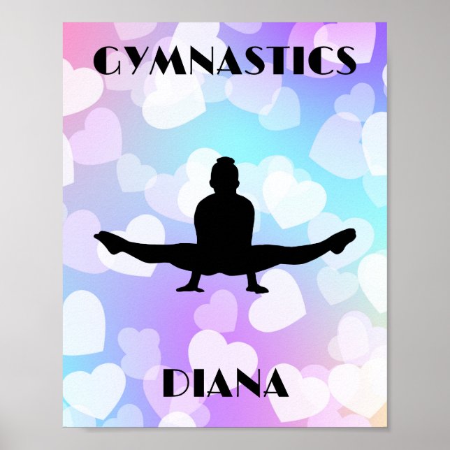 Pastel Hearts GYMNASTICS Personalized Poster (Front)