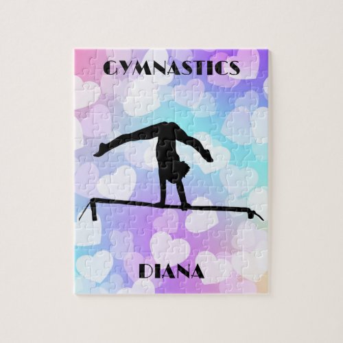 Pastel Hearts GYMNASTICS PUZZLE Personalized