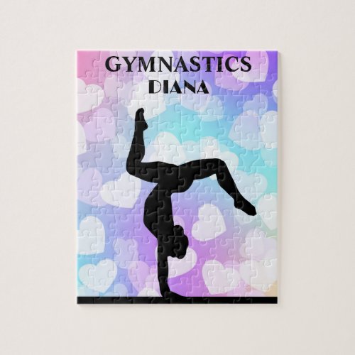 Pastel Hearts GYMNASTICS PUZZLE Personalized