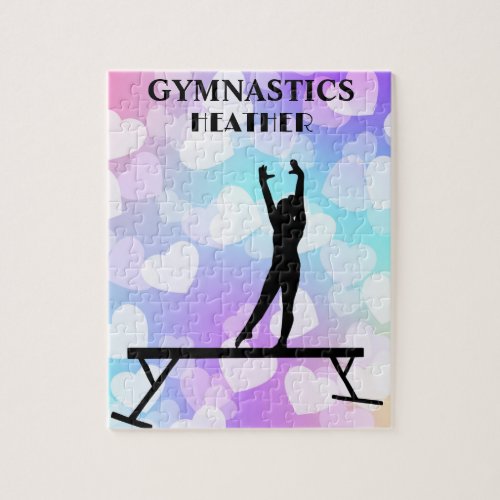 Pastel Hearts GYMNASTICS PUZZLE Personalized