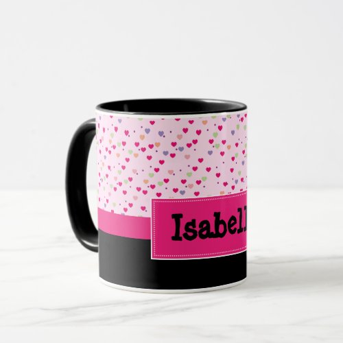 Pastel Hearts on Pink Personalized Mug