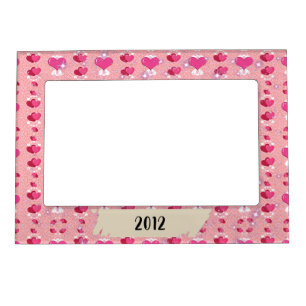 Pastel Hearts Pattern Magnetic Frame