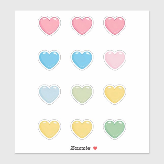 Pastel Hearts Sticker (Sheet)