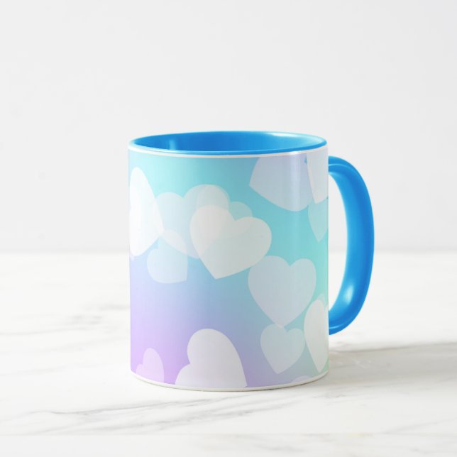 Pastel hearts two toned coffee & tea  mug (Front Right)