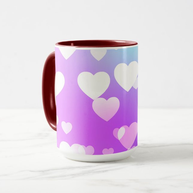 Pastel hearts two toned coffee & tea  mug (Front Left)