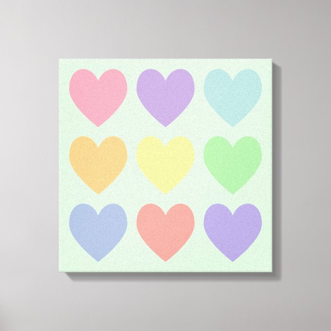 Pastel Hearts Wrapped Canvas Print (Front)