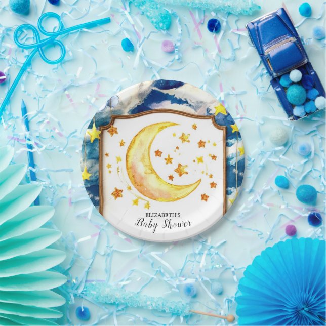 Pastel Heavenly Celestial Baby Shower Paper Plates (Party)