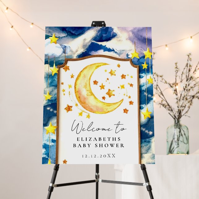 Pastel Heavenly Celestial Baby Shower Welcome Sign (In Situ (Stand))