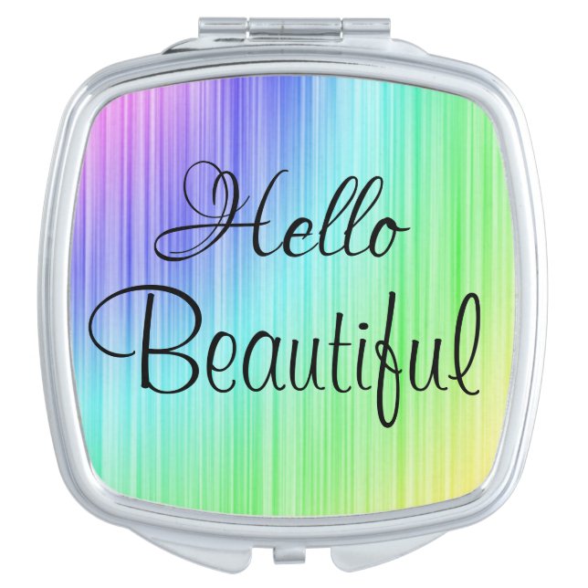 Pastel Hello Beautiful Compact Mirror (Front)