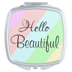 Pastel Hello Beautiful Compact Mirror