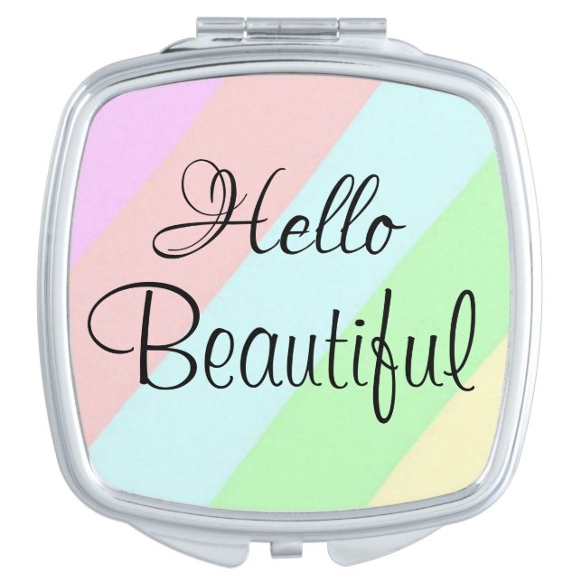 Pastel Hello Beautiful Compact Mirror (Front)