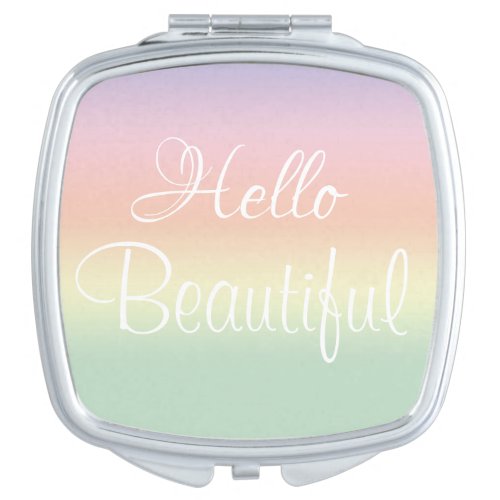 Pastel Hello Beautiful Compact Mirror