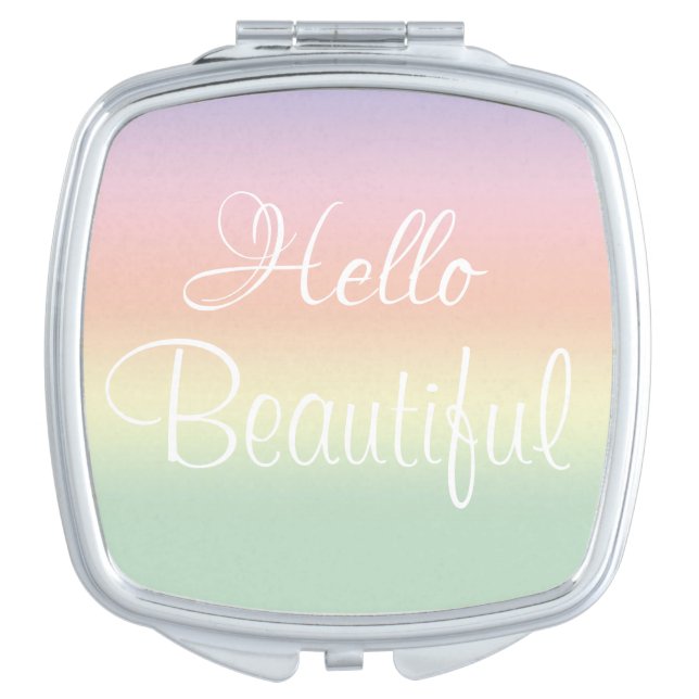 Pastel Hello Beautiful Compact Mirror (Front)