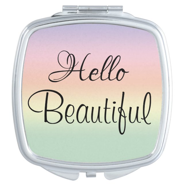 Pastel Hello Beautiful Compact Mirror (Front)