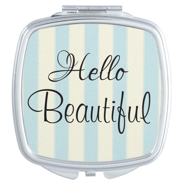 Pastel Hello Beautiful Stripe Compact Mirror (Front)