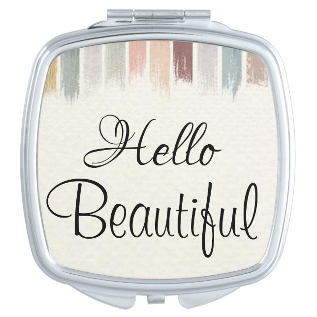 Pastel Hello Beautiful Stripe Compact Mirror (Front)
