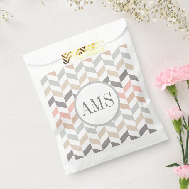 Pastel Herringbone Monogram  Favor Bag (Sealed)